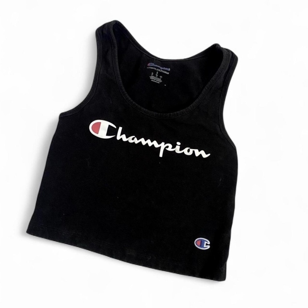🌲 Champion Crop Logo Tank Black S